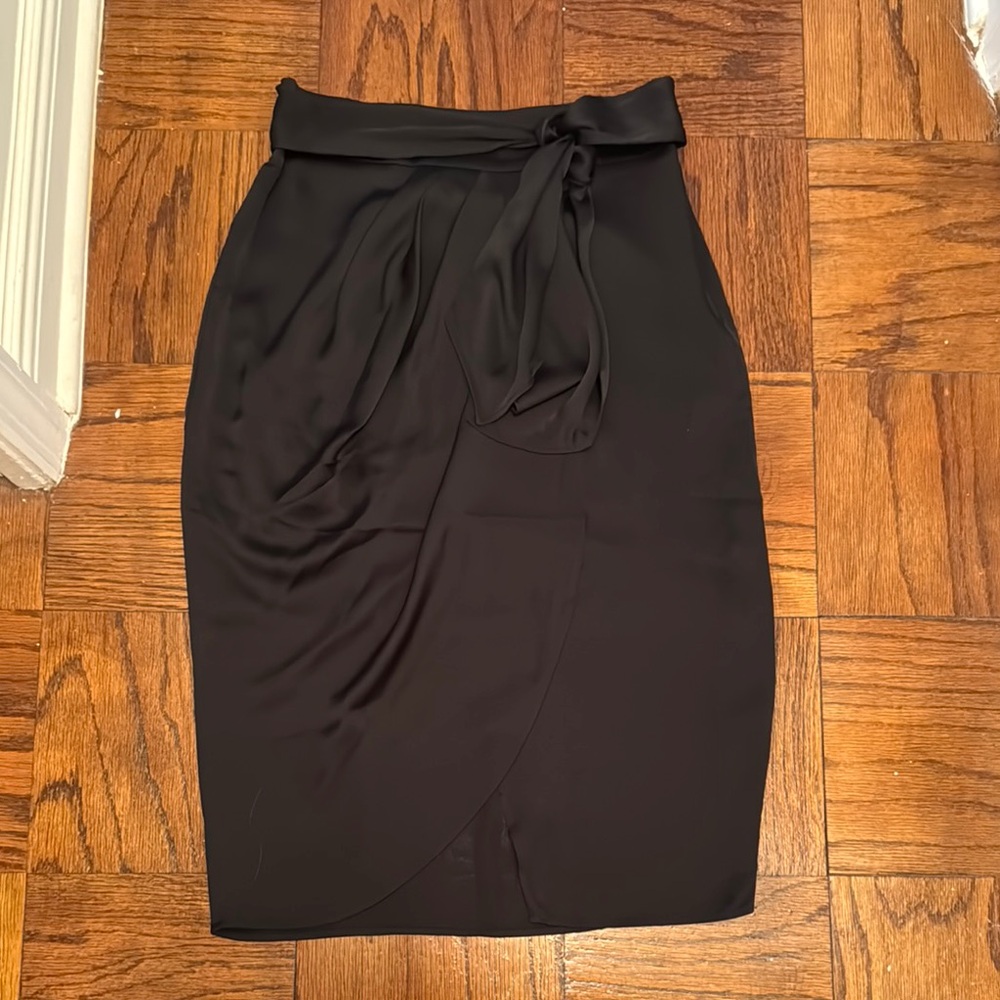 Express Midi Wrap Skirt with Tie Front